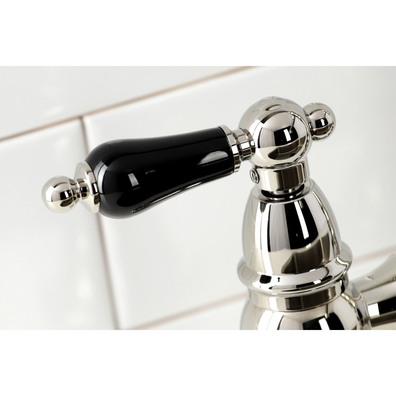 Kingston Heirloom KS3276PKLBS - Duchess Two-Handle 4-Hole Deck Mount Bridge Kitchen Faucet with Brass Sprayer, Polished Nickel — thumbnail 2